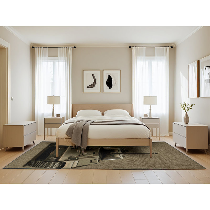 Machine Washable Transportation Brown Area Rug, Rectangle de 5 pi x 8 pi