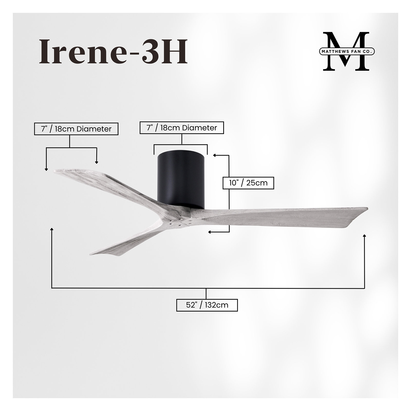 Olivier 3 Blade Ceiling Fan, Matte Black, Barn Wood Tone, 52"