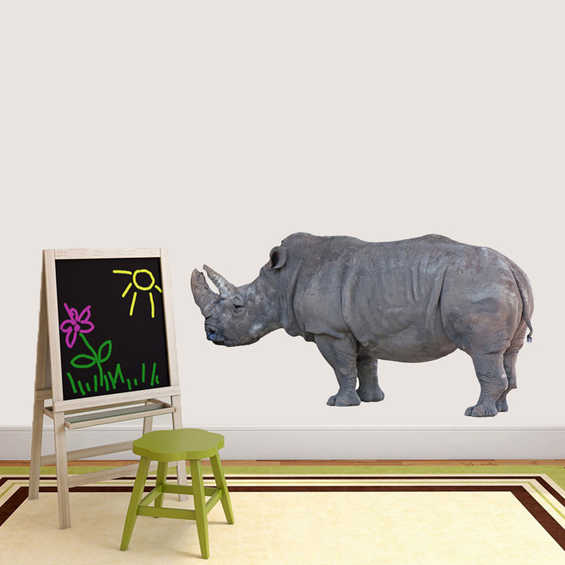 Décalcomanie murale à motif imprimé real life rhino, H 10 po x l 18 po