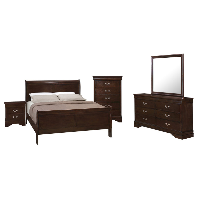 Ensemble de chambre avec très grand lit 5 pièces Joevany Eastern Cappuccino, Marron, Très grand