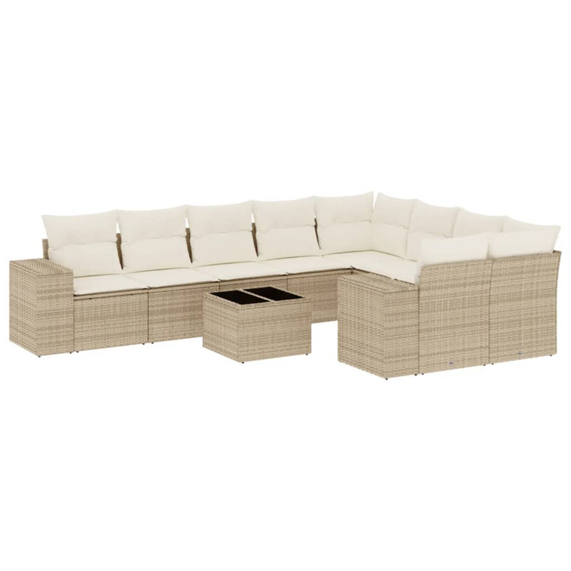 Ensemble de canapé de jardin en rotin PE Vidaxl, acier thermolaqué, verre trempé