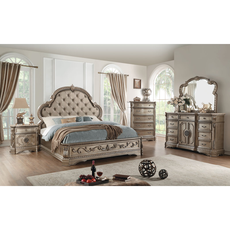 Arlandus 9-Drawer Combo Dresser in Antique Silver