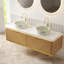 Meuble-lavabo double flottant de 60 po avec lavabo vasque rond en marbre Absher, capteur à DEL et comptoir en pierre frittée-1959201408