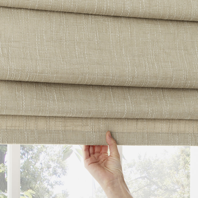 Pryer Textured 100% Blackout Cordless Roman Shade, Stone, 35"W x 64"L