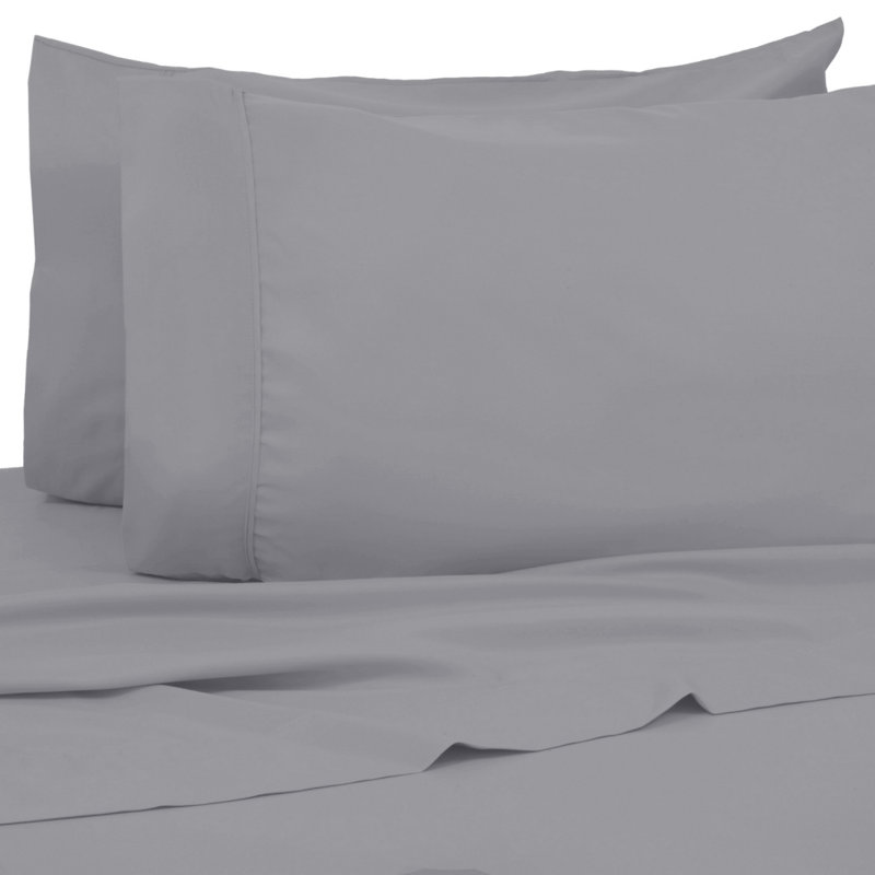 Ensemble de draps en coton riche de 1200 fils Kathy Ireland Gallery, Gris, Ensemble de draps pour taille de lit grand avec un