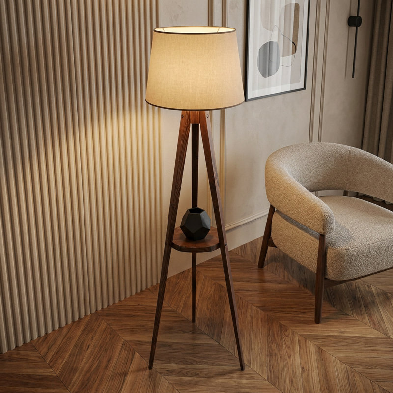 Artisan Walnut Drum Shade Floor Lamp