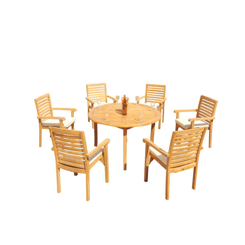 Hari Outdoor Teak Dining Set, 90" x 48" x 31.5", 4