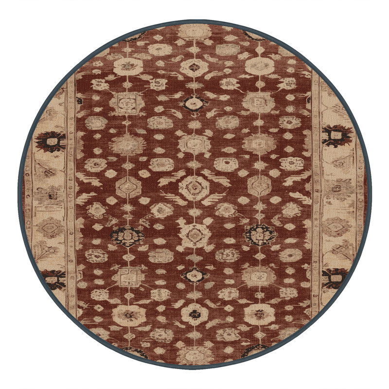 Machine Washable Overdyed Brown Area Rug, Round 8'