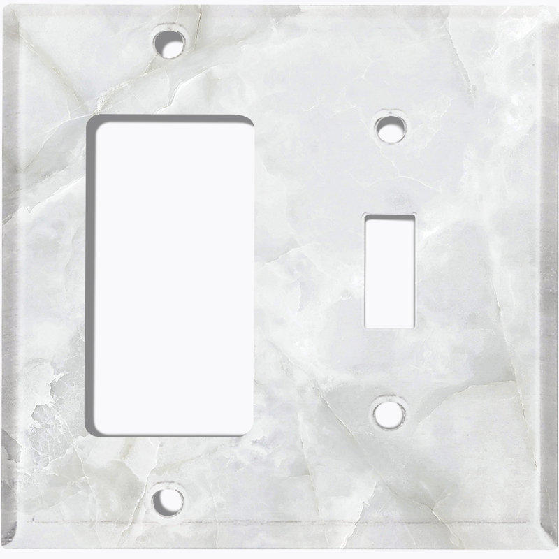 Patterned 2 - Gang Combination Plate Standard Combination Wall Plate, Gray/White