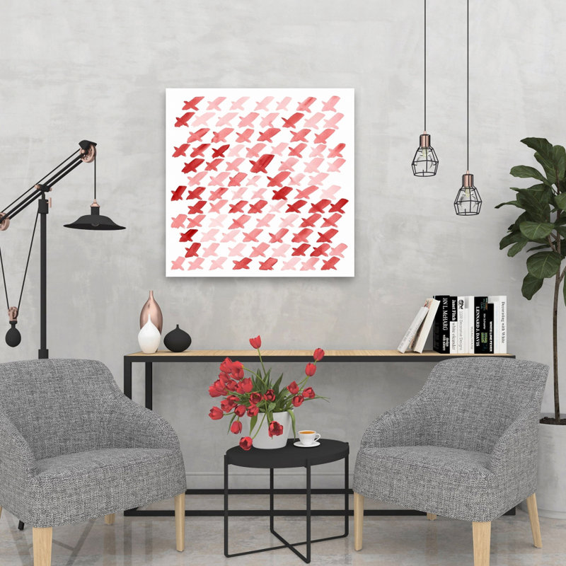 Shapes Abstract Canvas - X Red Pattern Home Decor Wall Art, 24" H x 24" W