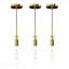Luminaires suspendus, ensemble de 3 luminaires suspendus de style moderne avec abat-jour en verre transparent rayé