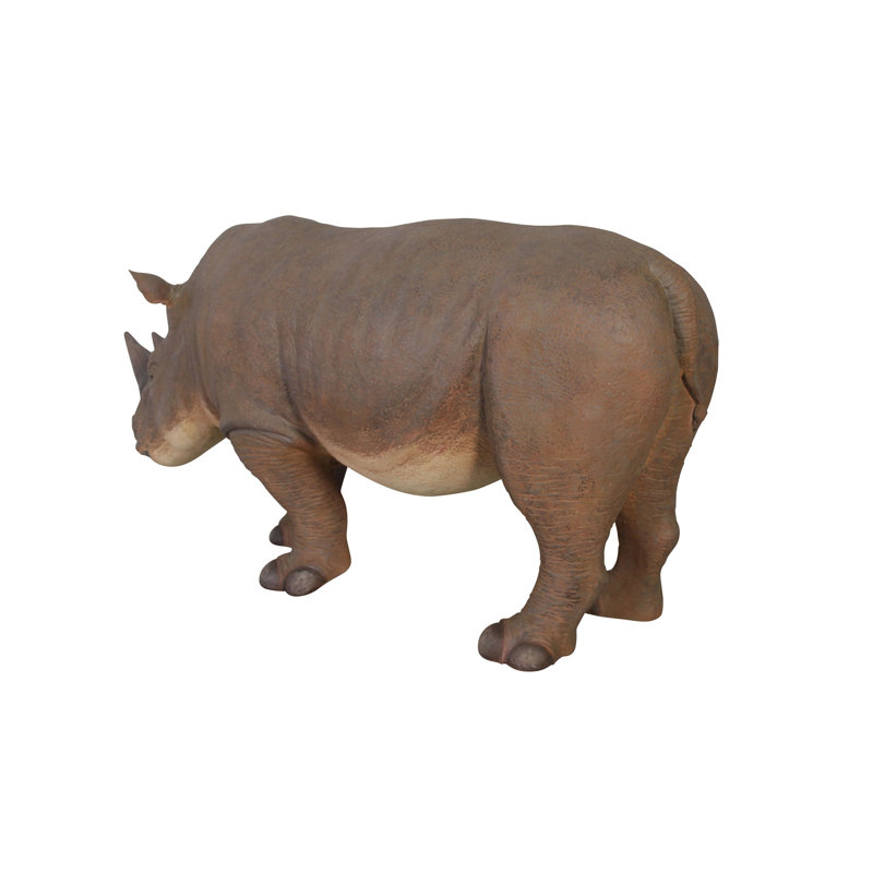 Grand-Scale Hand-Painted Resin Rhinoceros Statue
