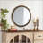 Round Wall Mirror with Vintage Gold Beaded Frame