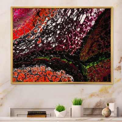 «Organic Shapes in Orange» rose et noir liquide Art IV - reproduction sur toile