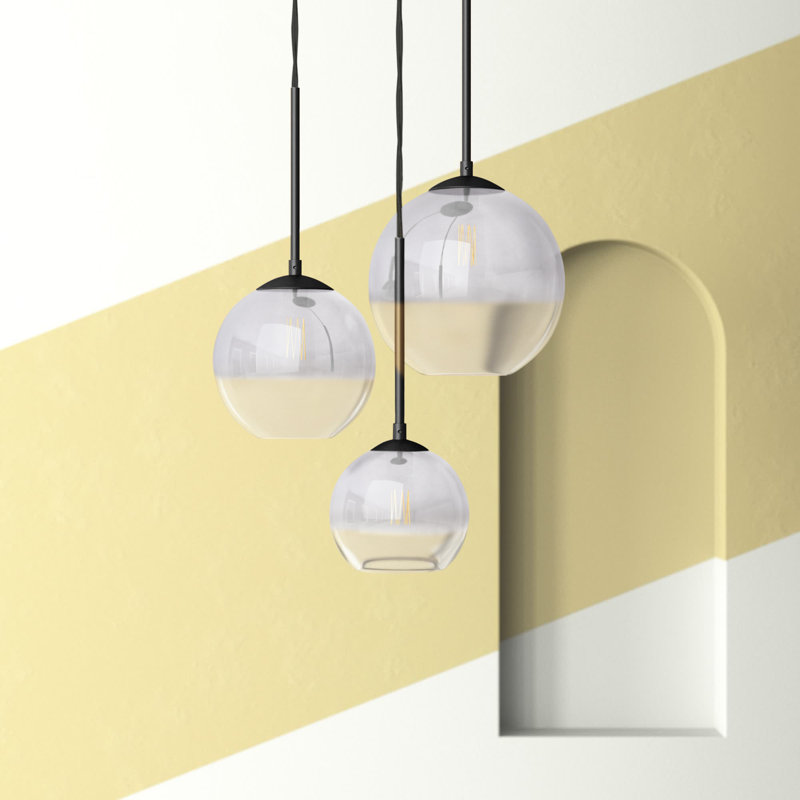 Luminaire suspendu sphère 3 lumières Azlin, Noir, H 18 po x l 15,75 po x P 17,5 po
