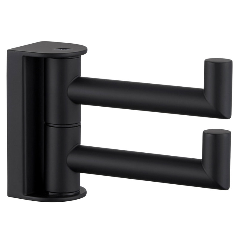 Wall Mounted Bathroom Swivel Robe Hook, Matte Black