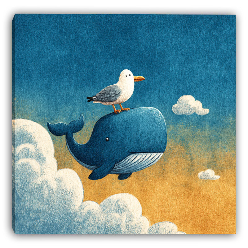 Art mural sur toile Sky Whale and Seagull