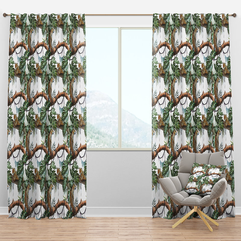 Panneau de rideau simple semi-diaphane avec passe-tringle Leopard, l 52 po x L 63 po