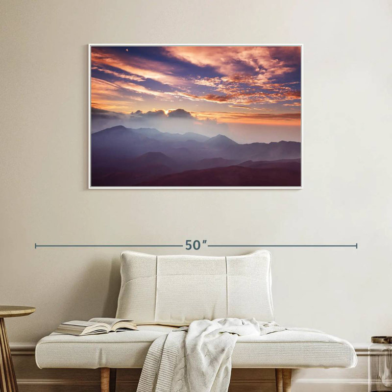 Haleakala Misty Sunrise, Cadre flottant blanc, 40 po x 27 po