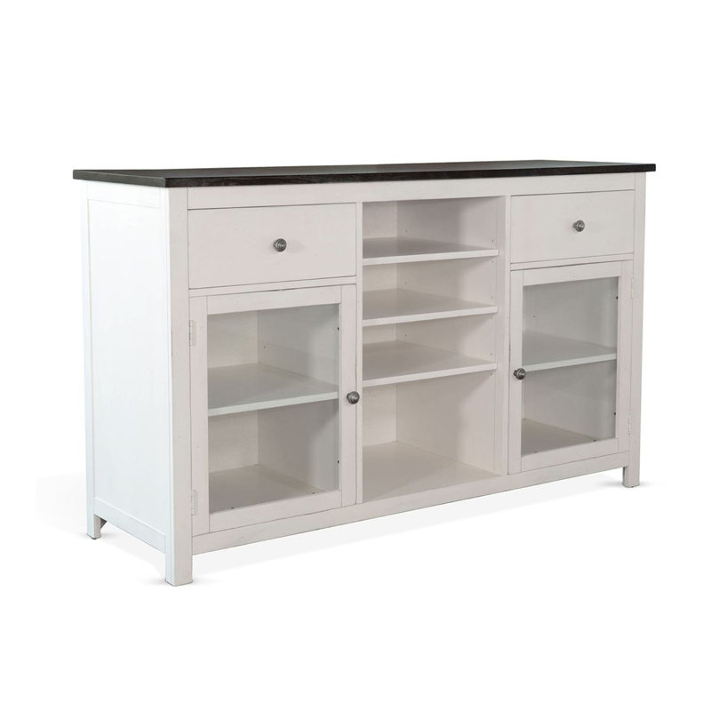 Buffet Orso, 2 tiroirs avec tablettes réglables, blanc