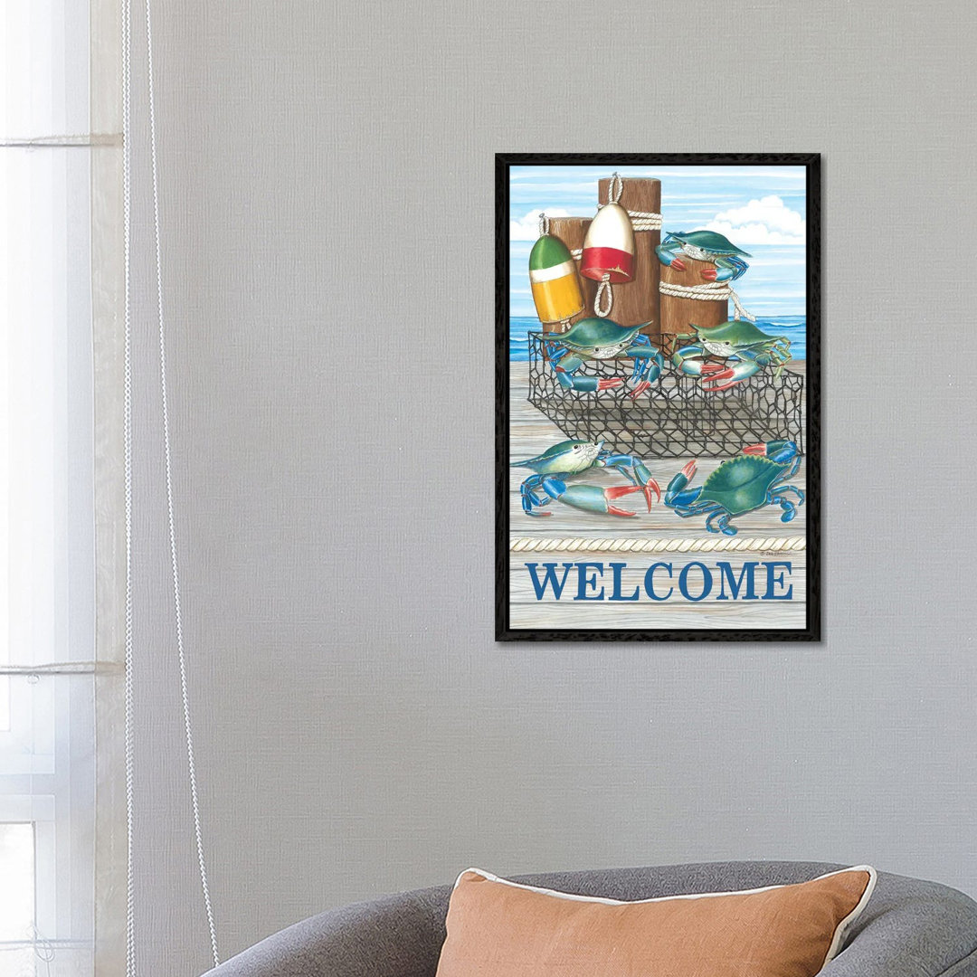 Crab Welcome von Deb Strain - Galerie-verpackte Leinwand Giclée auf Leinwand