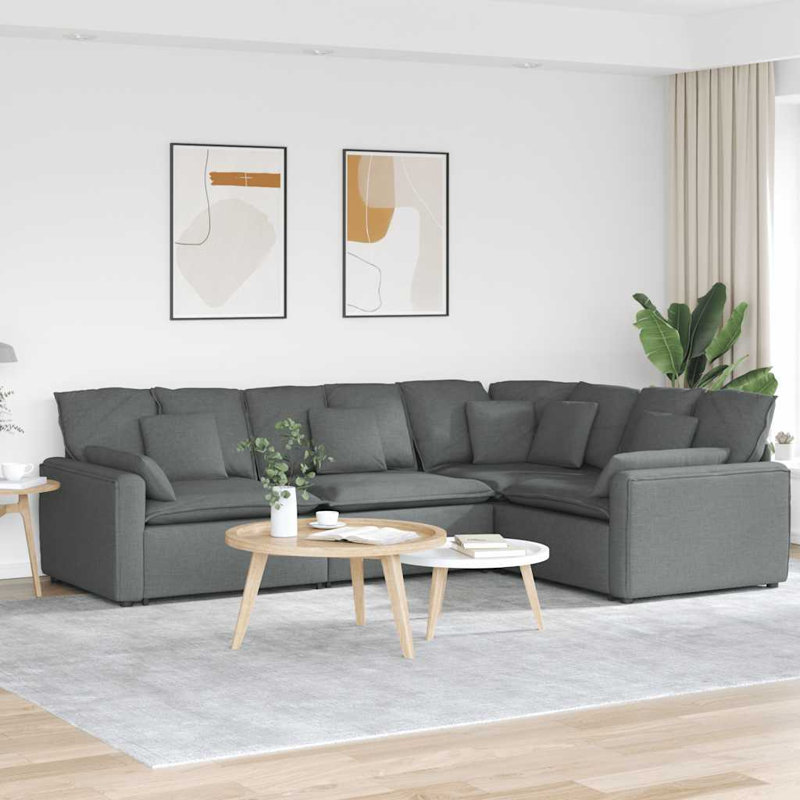  Canapé modulaire avec coussins en tissu gris foncé
