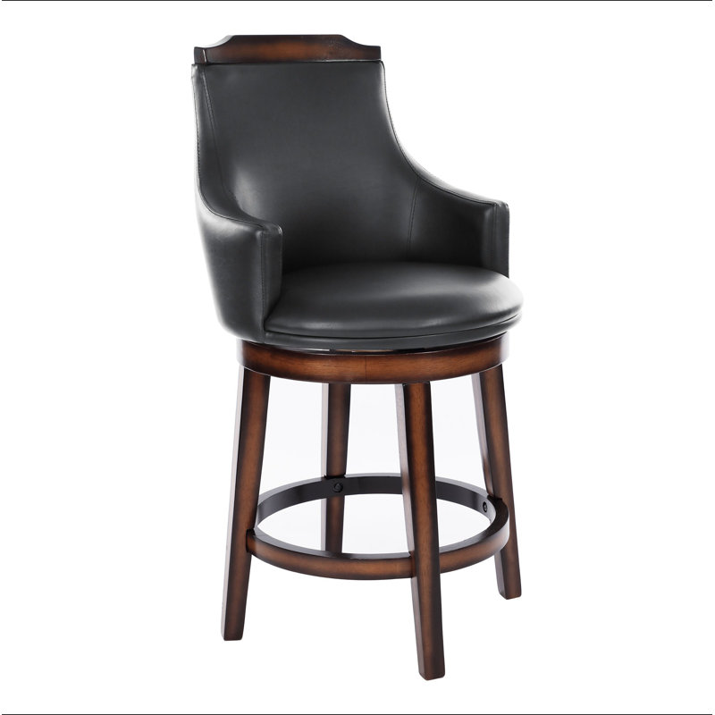 Ensemble de 2 chaises pivotantes à hauteur de comptoir rembourrées en similicuir brun foncé