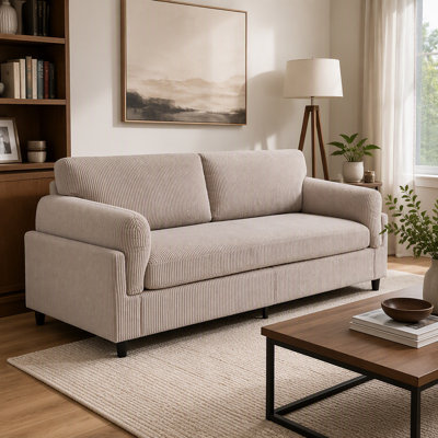 82.63 in Corduroy Loveseat Sofa, Rolled Arm Two Seat Couch, Living Room