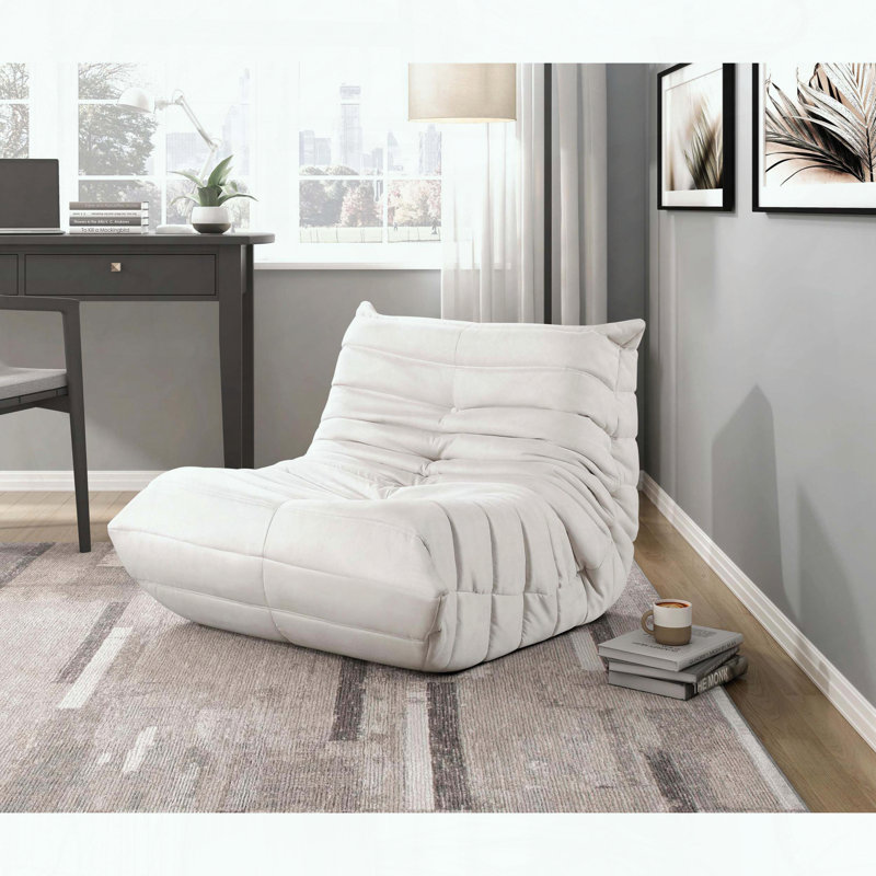 Chaise d'appoint touffetée, microfibre et mousse à haute résilience, Beige