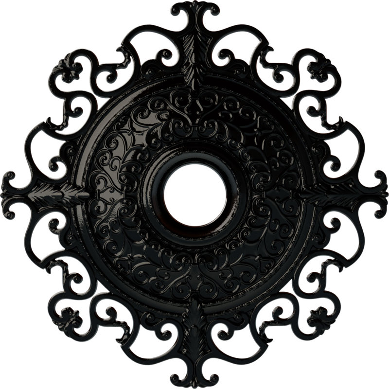 Endurathane Orleans Ceiling Medallion, 38 3/8"OD x 6 5/8"ID x 2 7/8"P (Fits Canopies up to 8 1/4"), Hand-Painted Black Pearl Finish