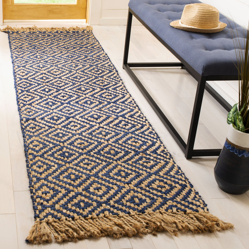 Tapis en jute tissé à la main Derr, Tapis de couloir 2 pi 3 po x 10 pi