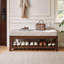 Banc de hall d'entrée en bois massif, banc à chaussures en bois d'hévéa massif avec coussin rembourré et range-chaussures inférieur, banc de rangement rembourré pour le couloir du salon