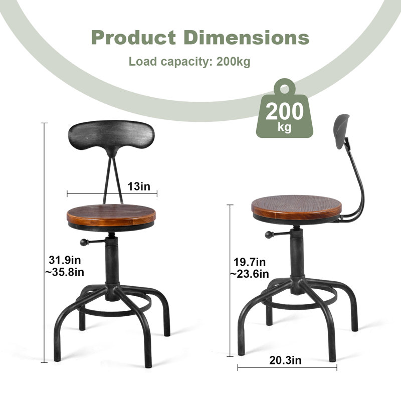 Jassel Swivel Adjustable Height Counter Stool with Metal Frame, Silver