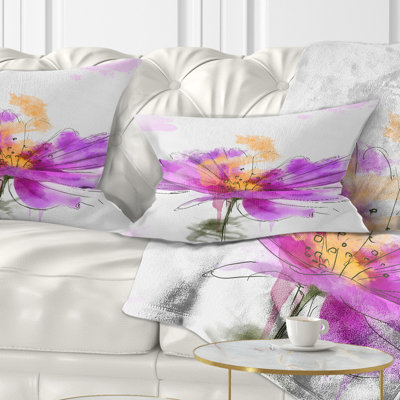 Coussin décoratif imprimé floral mauve