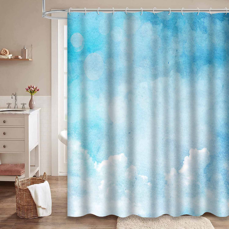 Rideau de douche avec 12 crochets aquarelle, L 72 po x l 78 po