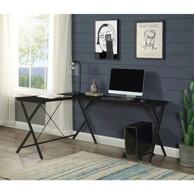 L-Shape Computer Desk With Computer Holder, Black