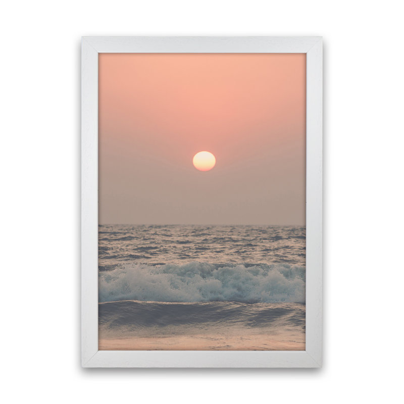 Pink Beach Sunset by Victoria Frost - Print, White Framed, 46cm H x 34cm W x 3cm D