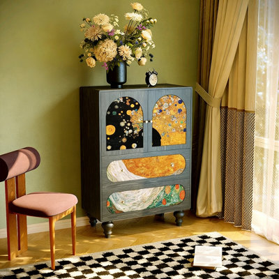 Vintage Solid Wood Storage Cabinet for Entryway