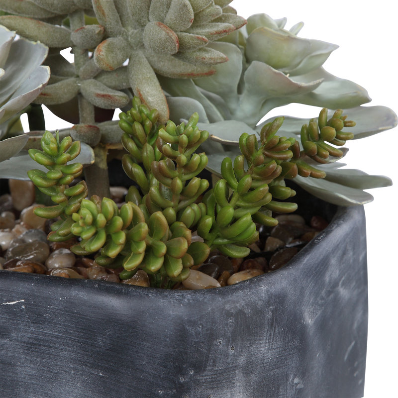 10'' Faux Succulent in Cement Pot