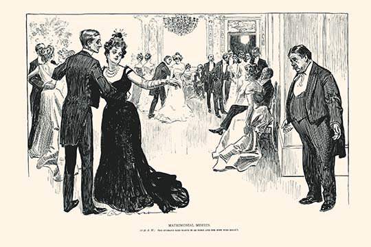 « matrimonial inadapté » par charles dana gibson, impression, 24 po x 36 po