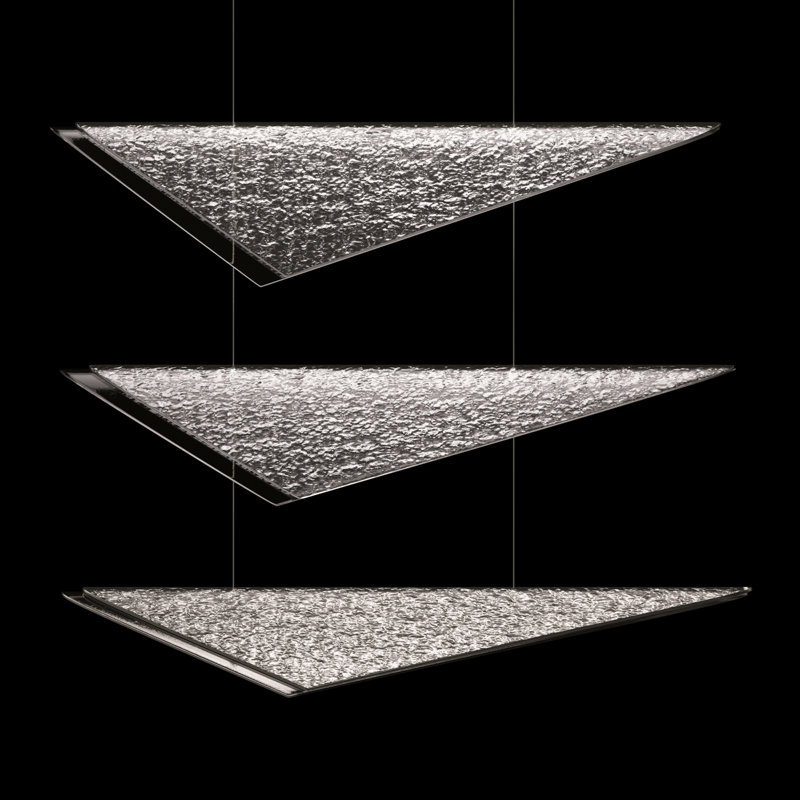 Luminaire suspendu Volo, Argent argent, 6 lumières, Martelé transparent