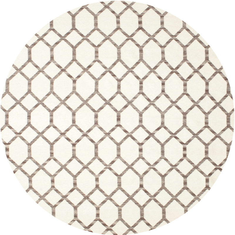 Tapis contemporain gris, Rond 7 pi