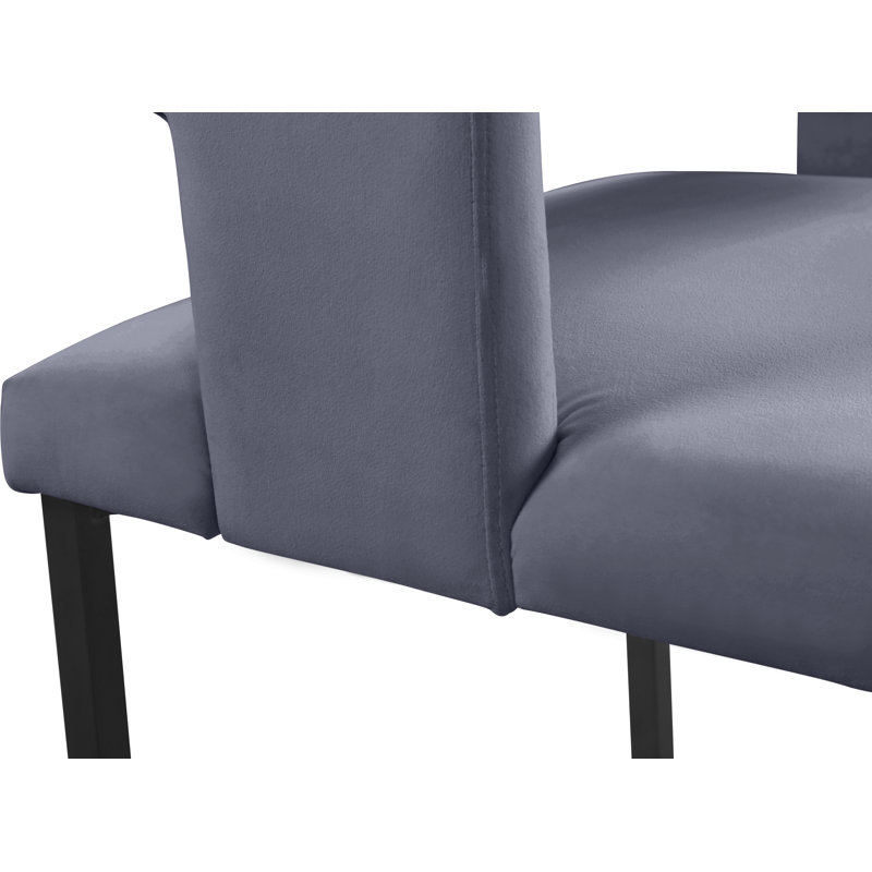 Fauteuil en velours Caleb, Velours gris, Noir mat