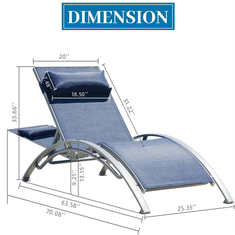 Chaise longue d'extérieur en métal Leiner, Bleu marine