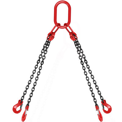 5Ft Chain Sling 5/16 Inch X 5 Ft Engine Lift Chain G80 Alloy Steel Engine Chain Hoist Lifts 3 Ton with 4 Leg Grab Hooks