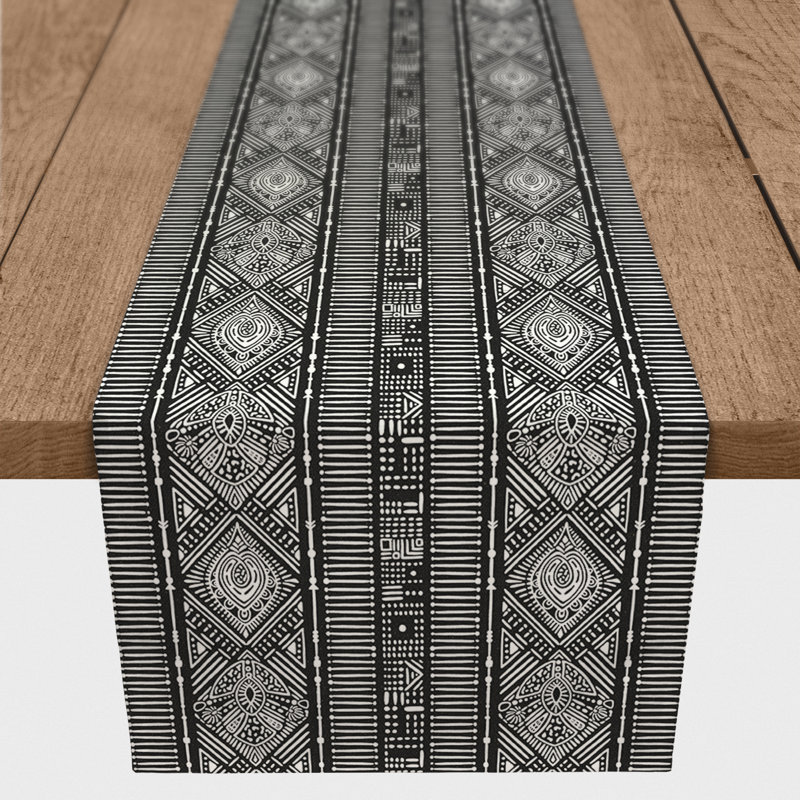 Nielsen Geometric Table Runner, 90" x 16", Black