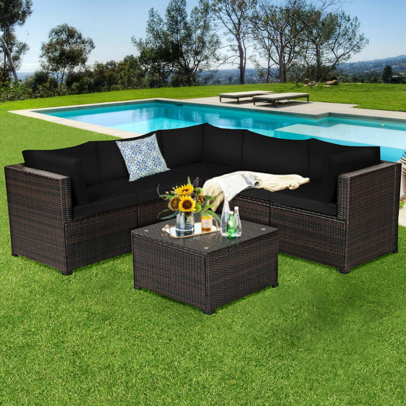 Morriston 5 - Person Patio Conversation Set with Cushions, Black