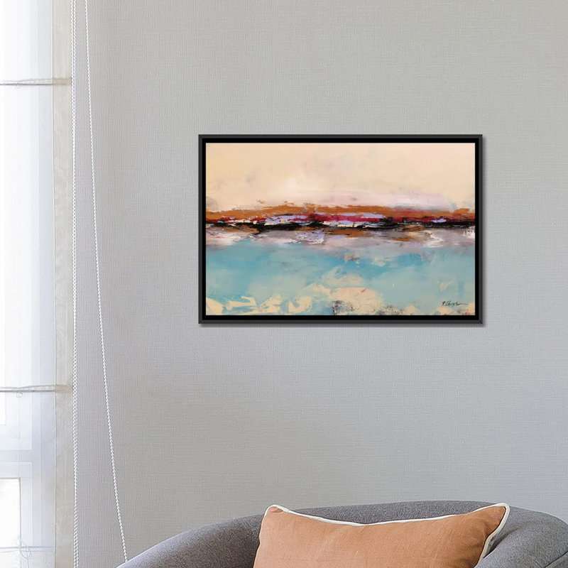 « seascape », reproduction sur toile, H 18 po x l 26 po x P 1,5 po, Toile avec cadre noir, Pas de tapis
