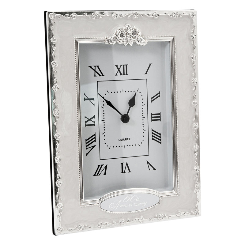 Traditional Roman Numeral Resin Quartz Movement / Crystal Tabletop Clock, White