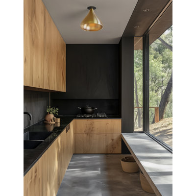 Swell Single Medium Flush Lamp (Brass Exterior, Brass Interior)